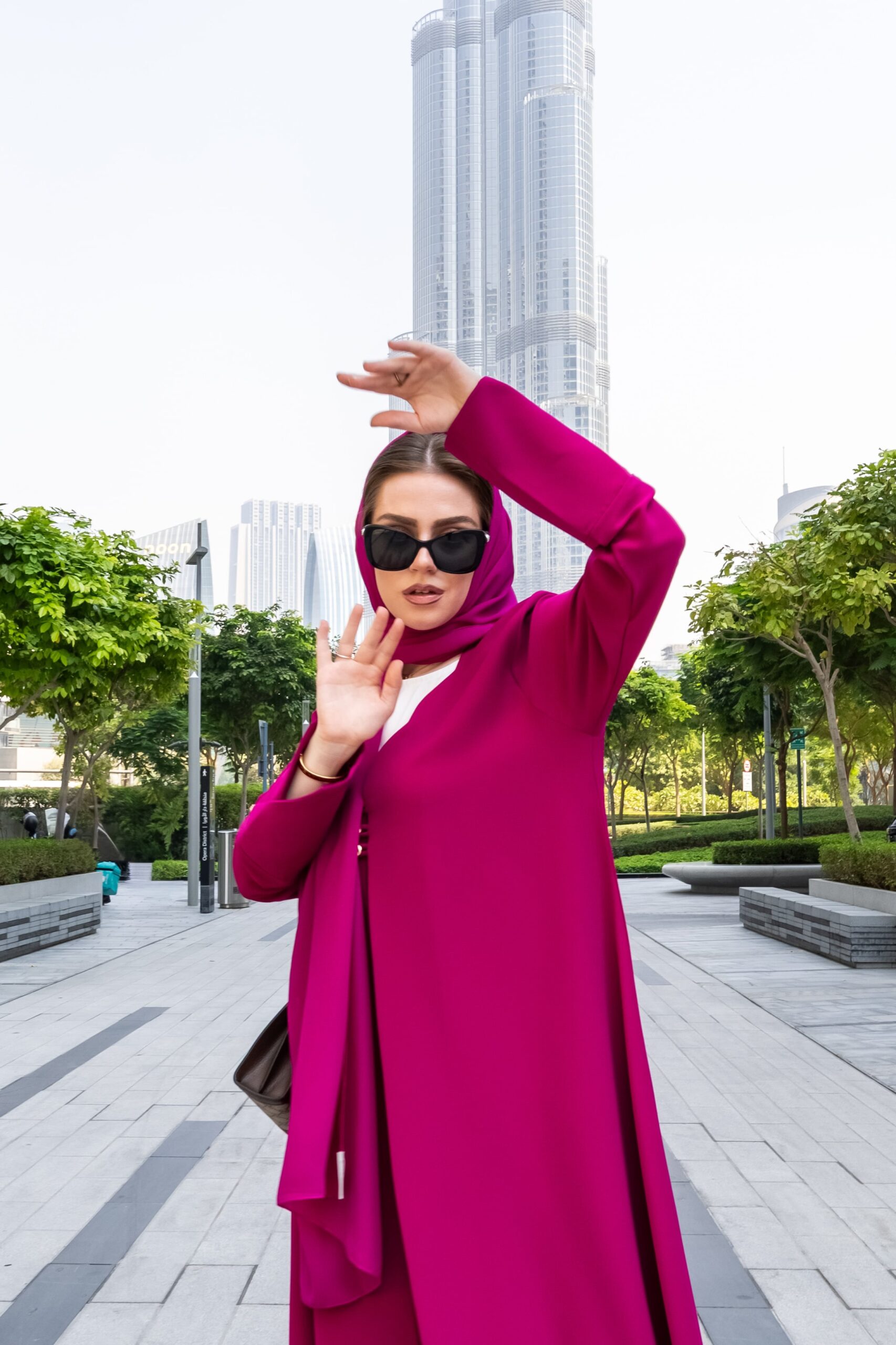 DSC07585-min Round Neck Black Abaya - Mixed Colour Emb. Square - Image 1