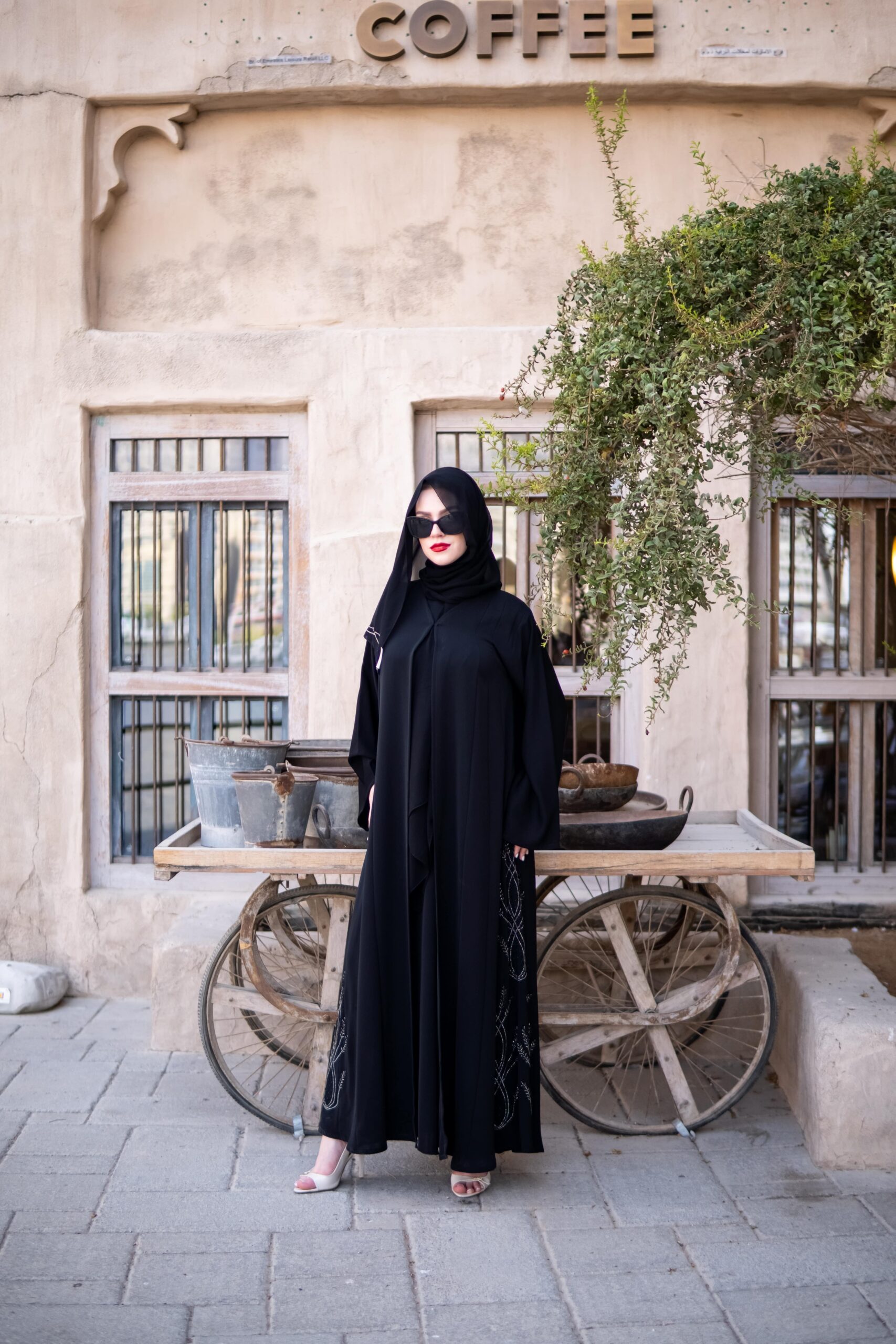 DSC08194-min Zainah Cut Abaya - Light Green Sequin Lace - Image 1